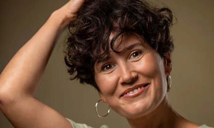 Woman with full, healthy curls